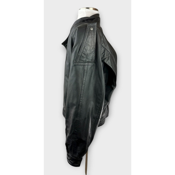 Vintage Wilsons Leather Bomber Motorcycle Jacket Asymmetric Zip Moto Black XL - Picture 4 of 16